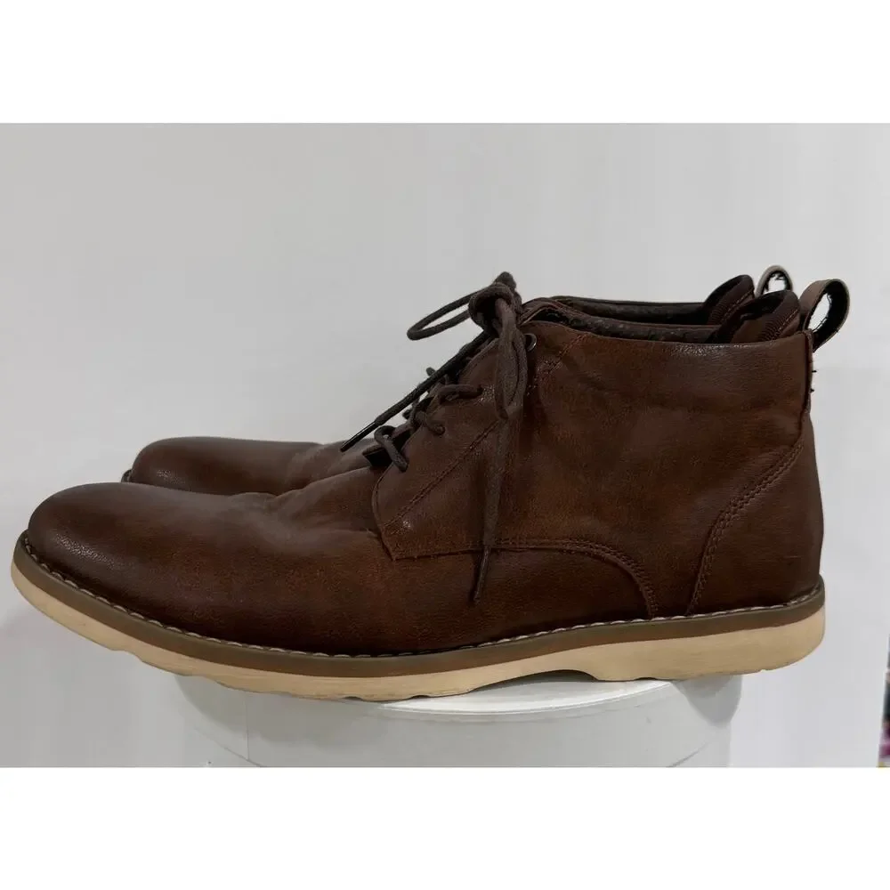 Steve Madden Leather Chukka Boots Men's US 9 Brown Lace Up Casual Ankle Shoes